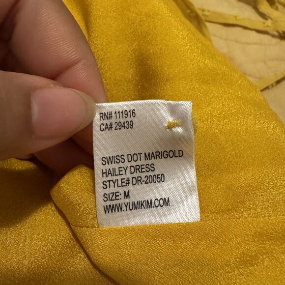 Yuki Kim Women's Swiss Dot Marigold Hailey Mini 3/4 Sleeve Dress Size M - Picture 11 of 11